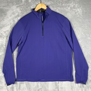Greyson Clothiers Mens Purple Quarter Zip Pullover Wolf Logo Golf Shirt Large